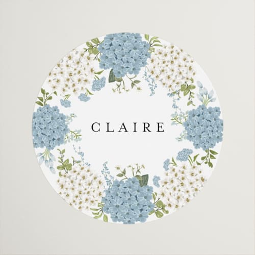 This is a cerulean custom stickers with standard by Susan Moyal called wedgewood printing on uncoated sticker paper in sticker