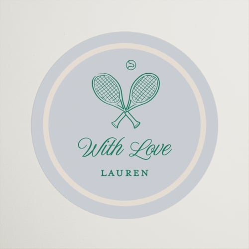 This is a sky custom stickers with standard by Leia Matt called racquet club printing on uncoated sticker paper in sticker