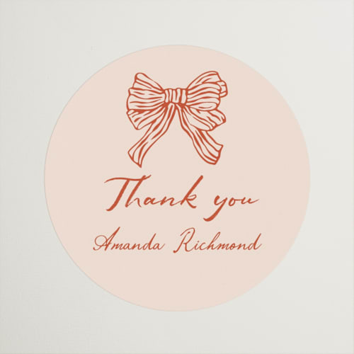 This is a peach custom stickers with standard by Sherley Ferreira called bridal crest printing on uncoated sticker paper in sticker