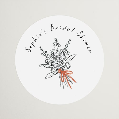 This is a sunset custom stickers with standard by mo kelley called tied bouquet printing on uncoated sticker paper in sticker