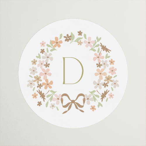 This is a leaf custom stickers with standard by Kristie Kern called garden monogram printing on uncoated sticker paper in sticker
