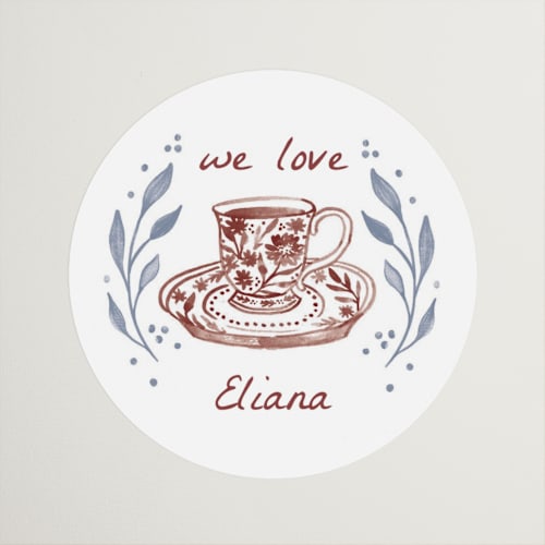 This is a holly custom stickers with standard by Alethea and Ruth called tea cup party printing on uncoated sticker paper in sticker
