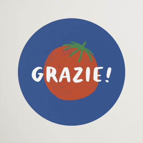 This is a capri custom stickers with standard by Julia Starr called buon appetito! printing on uncoated sticker paper in sticker