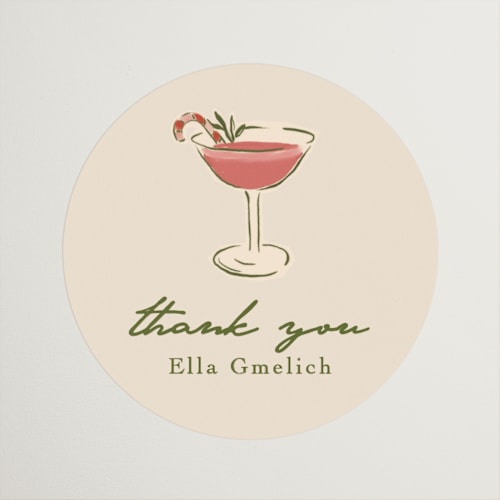 This is a candy cane custom stickers with standard by Susan Zinader called cheers to you printing on uncoated sticker paper in sticker