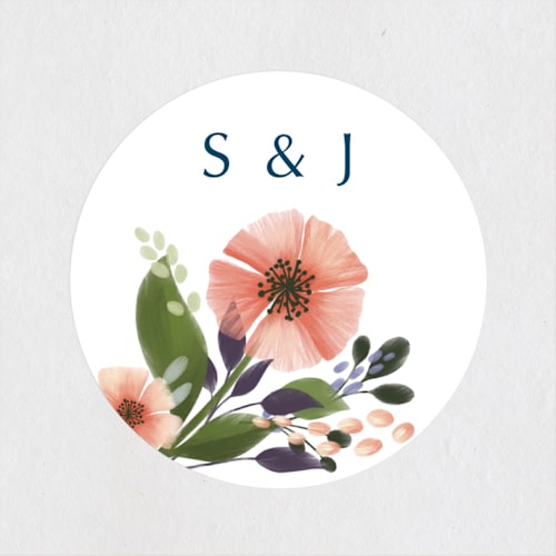 This is a bouquet wedding favor labels with standard by Paper Sun Studio called fresh floral brunch printing on uncoated sticker paper in sticker