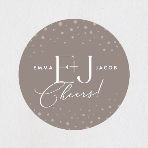 This is a buttercream wedding favor labels with standard by Lisa Assenmacher called let's raise a glass printing on uncoated sticker paper in sticker