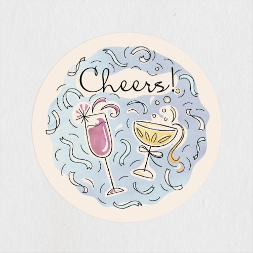 This is a champagne wedding favor labels with standard by Paper Sun Studio called shindig printing on uncoated sticker paper in sticker