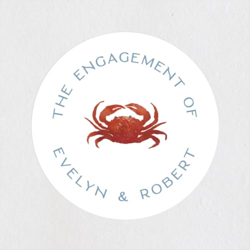 This is a wave wedding favor labels with standard by Olivia Raufman called two if by sea printing on uncoated sticker paper in sticker