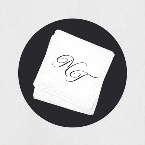 This is a noir wedding favor labels with standard by Gwen Bedat called cocktail napkin printing on uncoated sticker paper in sticker