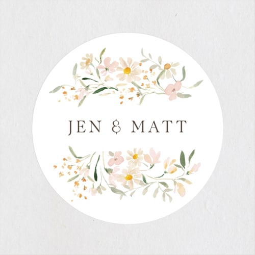 This is a blush wedding favor labels with standard by Itsy Belle Studio called garden engagement printing on uncoated sticker paper in sticker
