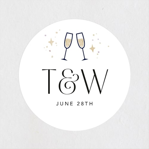 This is a cotton wedding favor labels with standard by Robert and Stella called the happy couple printing on uncoated sticker paper in sticker