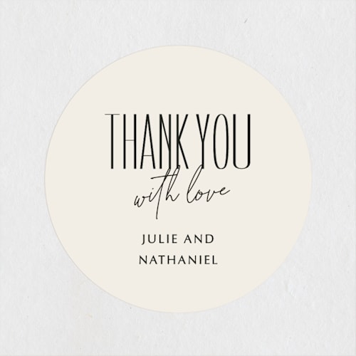 This is a sand wedding favor labels with standard by Inkblot Design called classic welcome printing on uncoated sticker paper in sticker