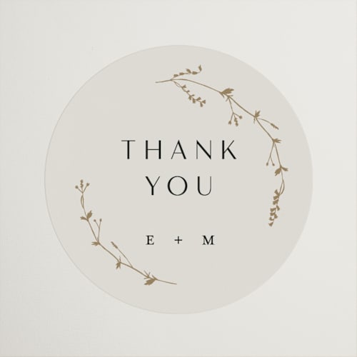 This is a champagne wedding favor labels with standard by Amy Kross called vine wrap printing on uncoated sticker paper in sticker