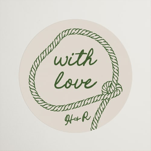 This is a lasso wedding favor labels with standard by Claudia Orengo called western printing on uncoated sticker paper in sticker