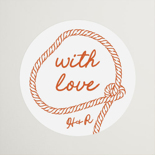 This is a bronco wedding favor labels with standard by Claudia Orengo called western printing on uncoated sticker paper in sticker