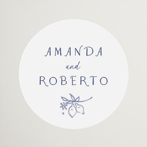 This is a azure wedding favor labels with standard by frau brandt called bridal border printing on uncoated sticker paper in sticker