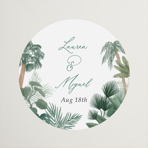 This is a seagreen wedding favor labels with standard by Elly called the greenhouse printing on uncoated sticker paper in sticker