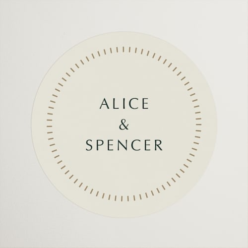 This is a fir wedding favor labels with standard by Kindred Fields called deco arch printing on uncoated sticker paper in sticker