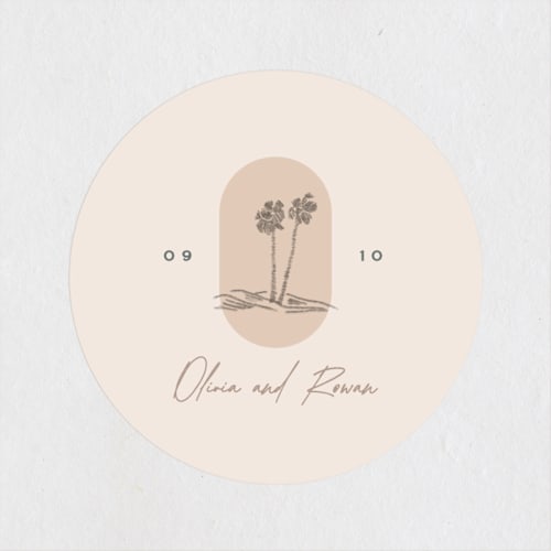This is a sand wedding favor labels with standard by Owl and Toad called sunset beach printing on uncoated sticker paper in sticker