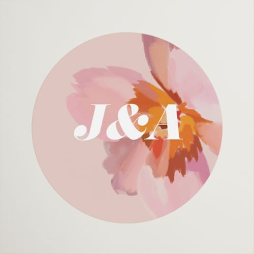This is a petal wedding favor labels with standard by Olivia Kanaley Inman called july garden printing on uncoated sticker paper in sticker
