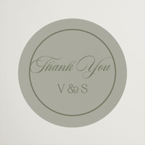 This is a sage wedding favor labels with standard by Lucrecia Caporale called country elegance printing on uncoated sticker paper in sticker