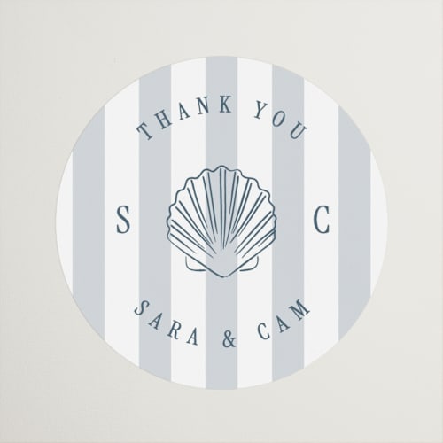 This is a coast wedding favor labels with standard by Kelly Schmidt called seashore printing on uncoated sticker paper in sticker