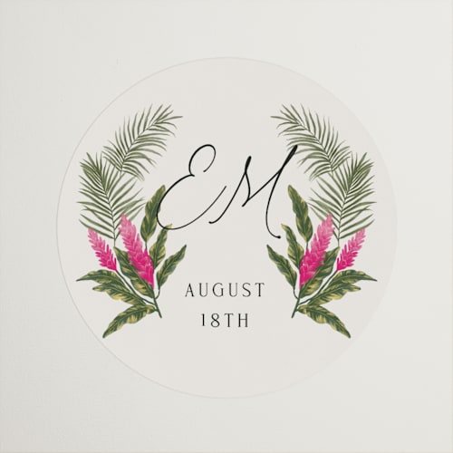 This is a lime wedding favor labels with standard by Elly called tropical garden printing on uncoated sticker paper in sticker