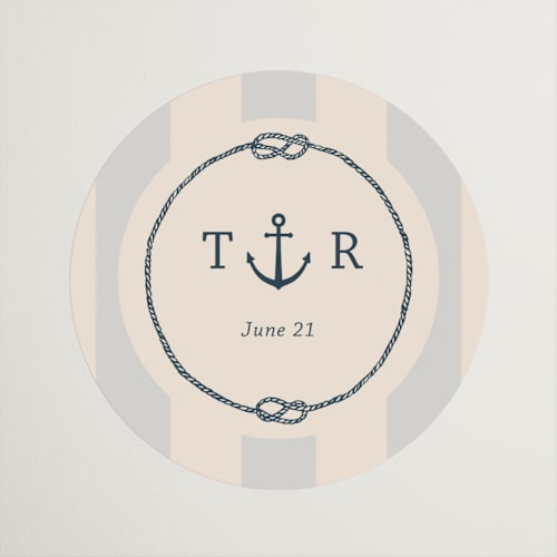 This is a sea breeze wedding favor labels with standard by Rebecca Durflinger called nautical nuptials printing on uncoated sticker paper in sticker