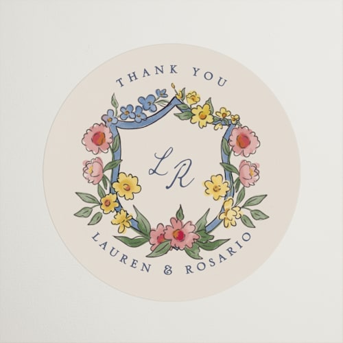 This is a cornflower wedding favor labels with standard by Chris Griffith called a wedding in low country printing on uncoated sticker paper in sticker