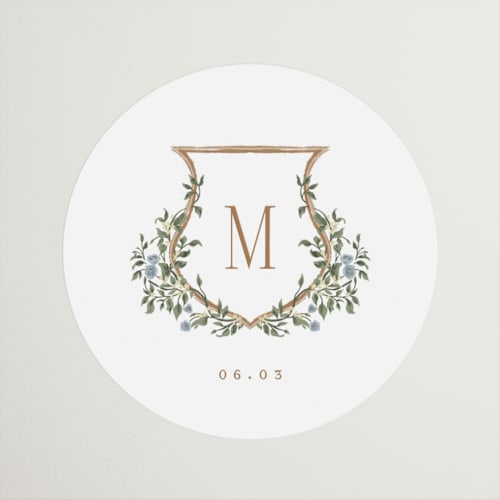 This is a lake wedding favor labels with standard by Leah Bisch called arbour printing on uncoated sticker paper in sticker