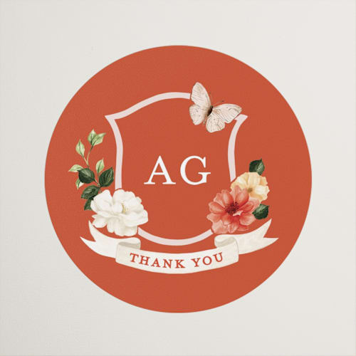 This is a verona sunset wedding favor labels with standard by Sarah Knight called fleur printing on uncoated sticker paper in sticker