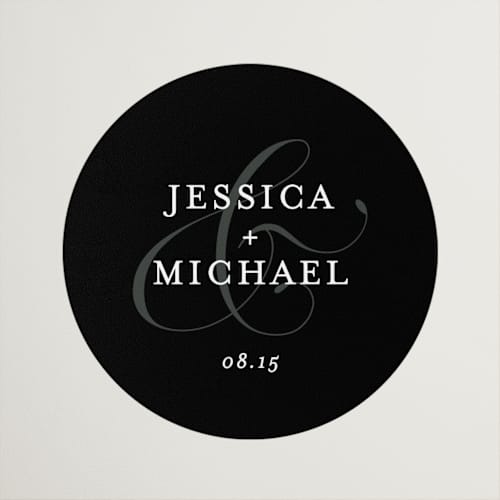 This is a cotton wedding favor labels with standard by Jennifer Postorino called empire printing on uncoated sticker paper in sticker