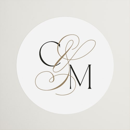 This is a silk wedding favor labels with standard by Kelly Schmidt called golden ampersand printing on uncoated sticker paper in sticker