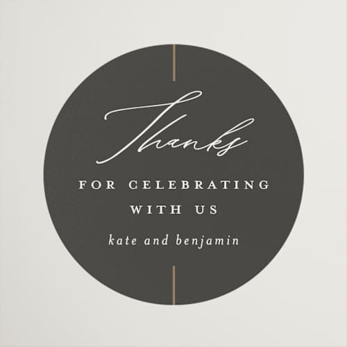 This is a iron wedding favor labels with standard by Erica Krystek called formal lines printing on uncoated sticker paper in sticker