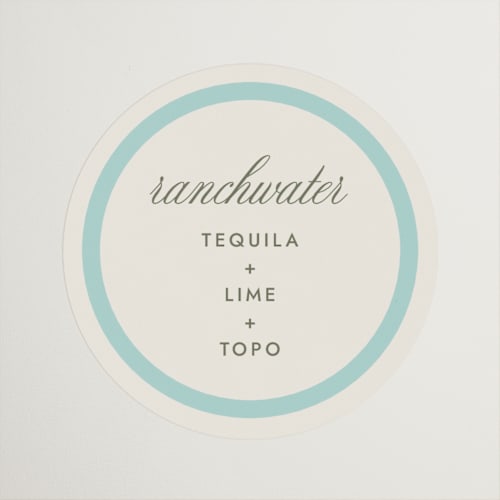 This is a haint blue wedding favor labels with standard by Megan Davis called montauk printing on uncoated sticker paper in sticker