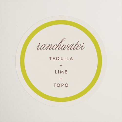 This is a citrus wedding favor labels with standard by Megan Davis called montauk printing on uncoated sticker paper in sticker