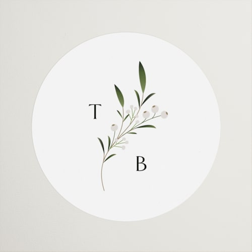 This is a cotton wedding favor labels with standard by Jennifer Postorino called gentle whisper printing on uncoated sticker paper in sticker