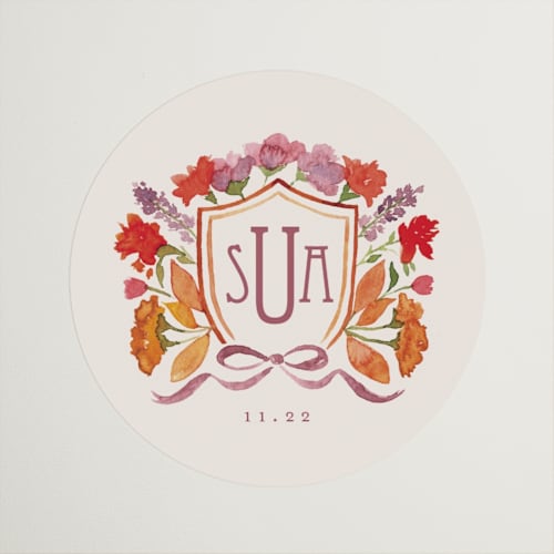 This is a autumn wedding favor labels with standard by Pink House Press called crest fall printing on uncoated sticker paper in sticker