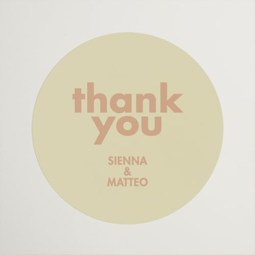 This is a salmon wedding favor labels with standard by Ellen Schlegelmilch called sienna printing on uncoated sticker paper in sticker