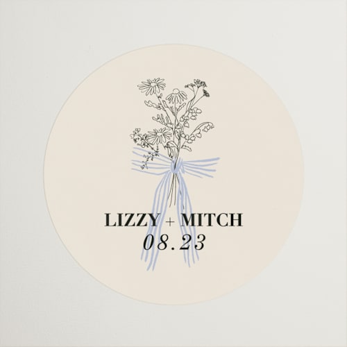 This is a daisy wedding favor labels with standard by Baumbirdy called sealed printing on uncoated sticker paper in sticker