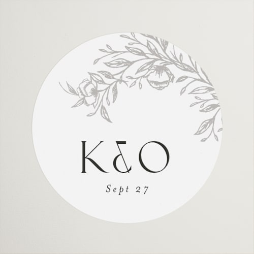 This is a pearl wedding favor labels with standard by Melanie Kosuge called keirah printing on uncoated sticker paper in sticker