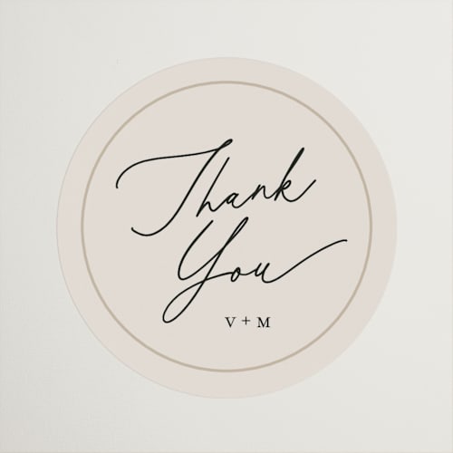 This is a taupe wedding favor labels with standard by Kelly Schmidt called encircled love printing on uncoated sticker paper in sticker