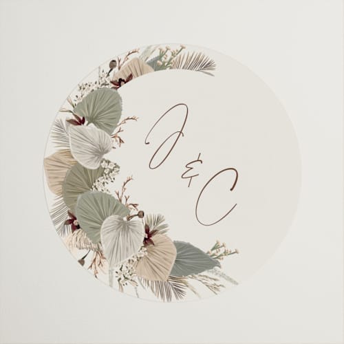 This is a dusk wedding favor labels with standard by Susan Moyal called jasmine printing on uncoated sticker paper in sticker