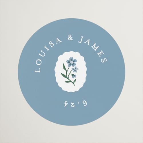 This is a periwinkle wedding favor labels with standard by Alethea and Ruth called sweet vintage printing on uncoated sticker paper in sticker