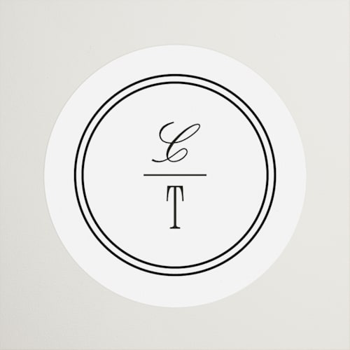 This is a silk wedding favor labels with standard by Kelly Schmidt called formal minimalist printing on uncoated sticker paper in sticker