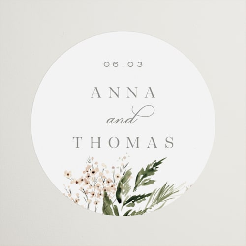 This is a porcelain wedding favor labels with standard by Leah Bisch called grace printing on uncoated sticker paper in sticker