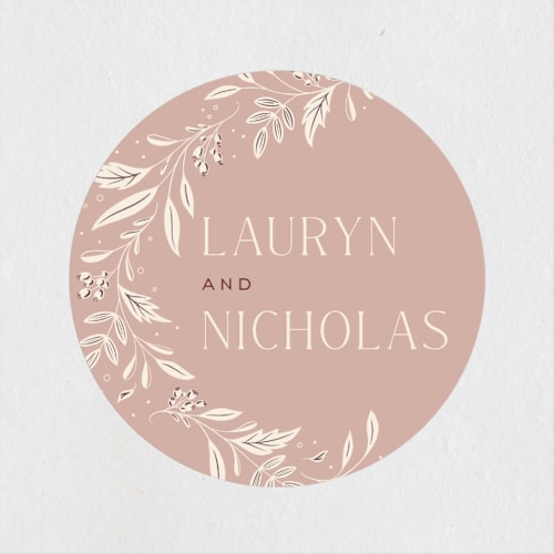 This is a rose wedding favor labels with standard by Erin German called moment printing on uncoated sticker paper in sticker