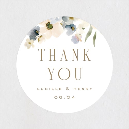 This is a petal wedding favor labels with standard by Leah Bisch called swept away printing on uncoated sticker paper in sticker