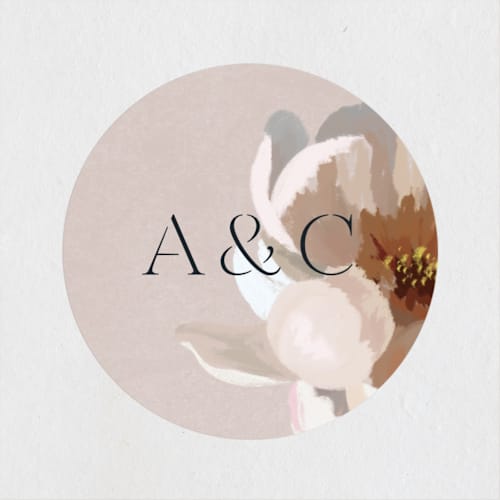This is a dove wedding favor labels with standard by Olivia Kanaley Inman called chalk floral printing on uncoated sticker paper in sticker