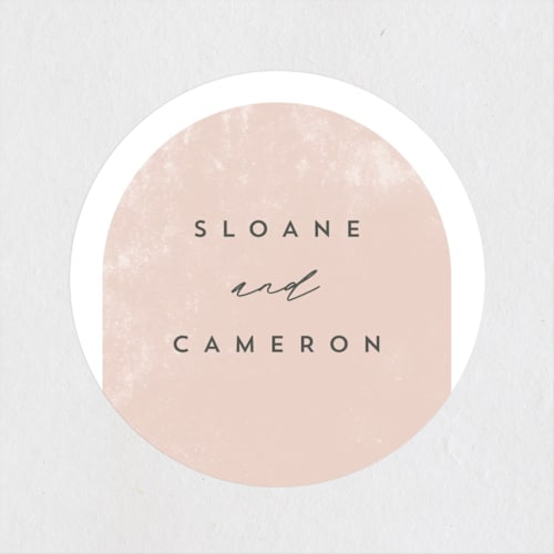 This is a carnation wedding favor labels with standard by Brianne Larsen called arched printing on uncoated sticker paper in sticker